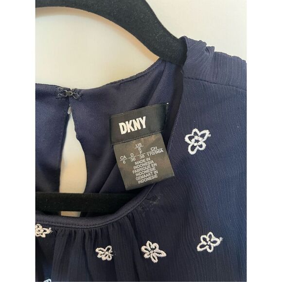 DKNY navy white embroidered flower dress size 6 - Picture 4 of 5
